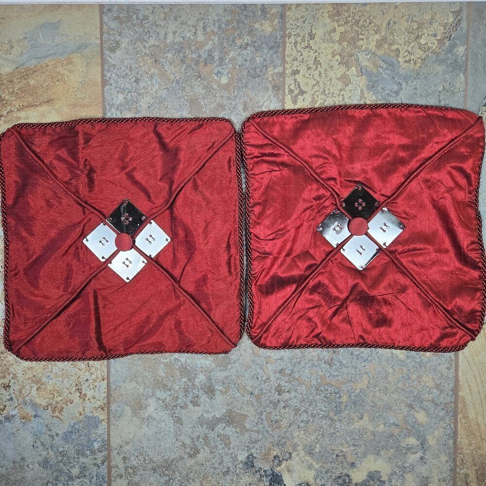 Homecenter Red Square Throw Pillow Covers Metal Embellishments NO PILLOWS